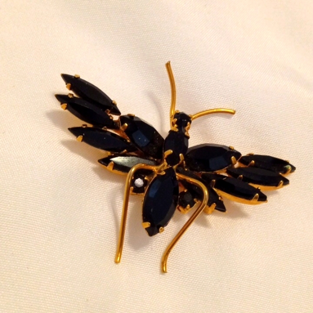 Black and gold Butterfly brooch